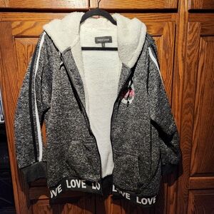 Womens zipper hoodie sherpa lined